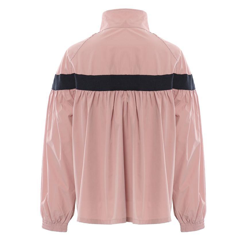 Stand Collar Two Tone Zip Up Jacket Product Image