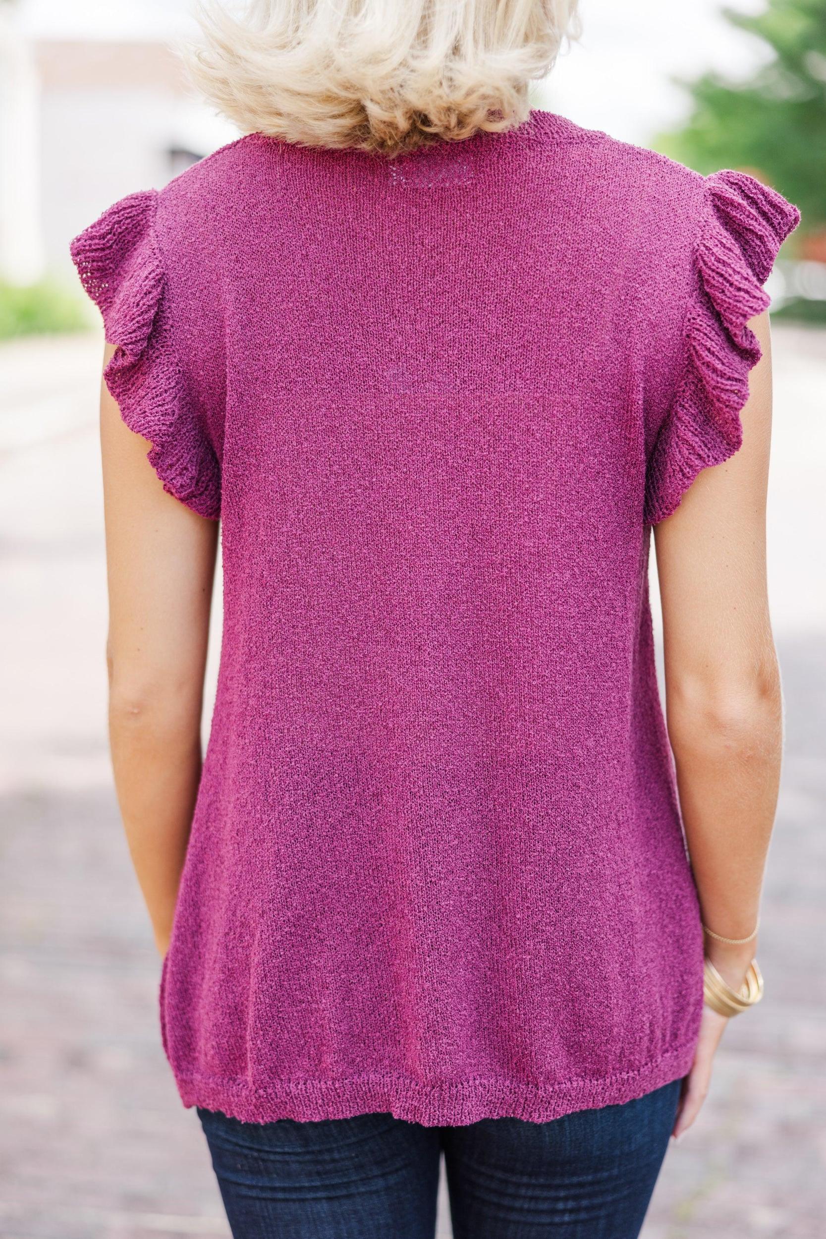 Certain Joy Plum Purple Knit Top Female Product Image
