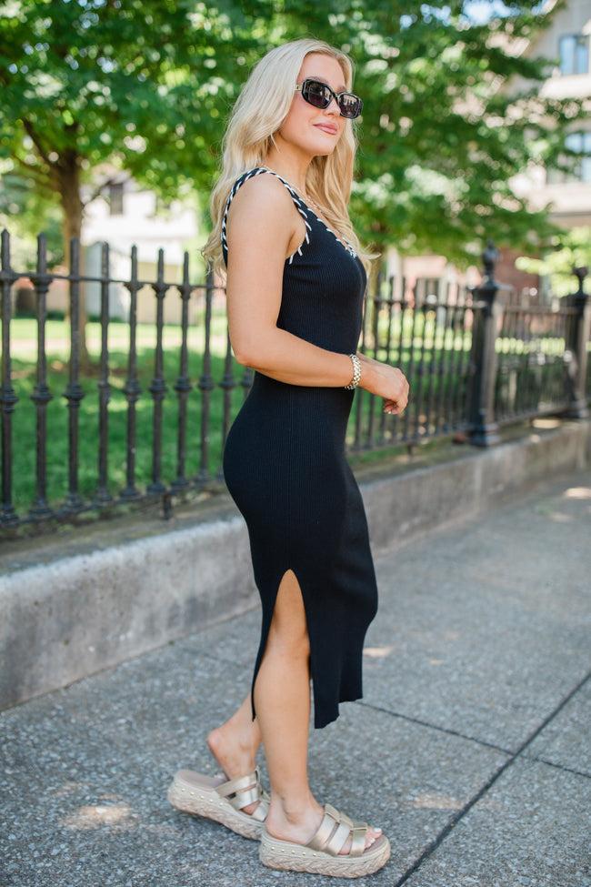 Back In Action Black And White Sweater Midi Dress FINAL SALE Product Image