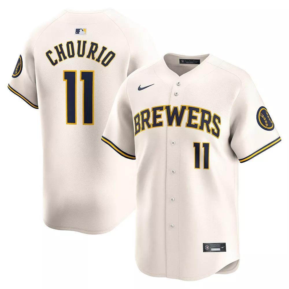 Men's Nike Jackson Chourio Cream Milwaukee Brewers Home Limited Player Jersey, Size: Small, Beige Product Image