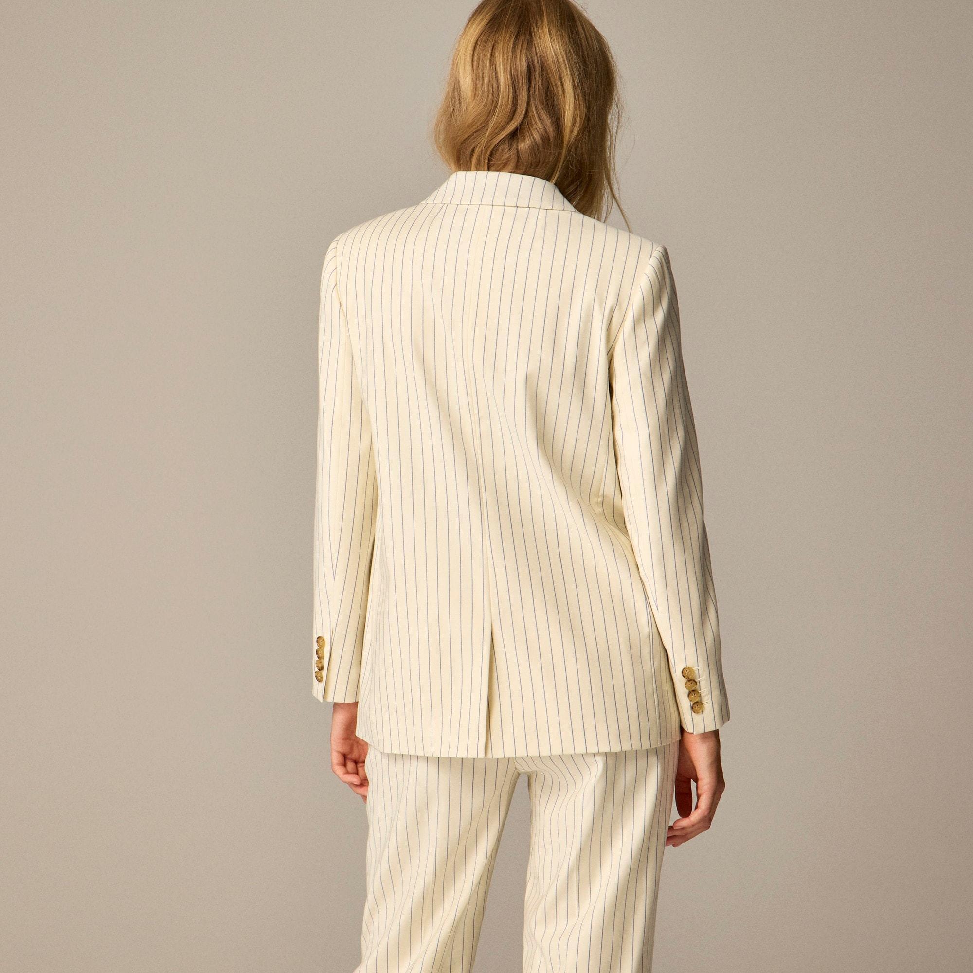 Collection classic blazer in ivory pinstripe Italian wool blend Product Image