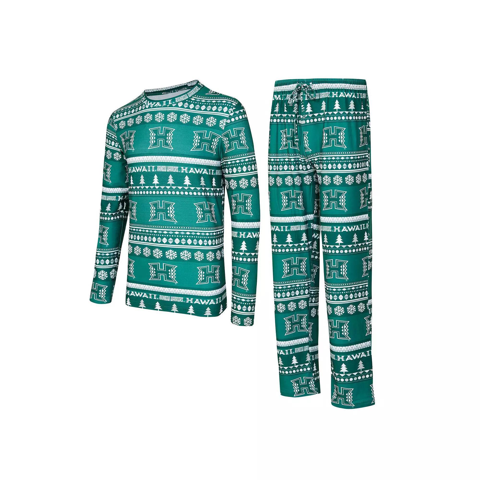 Mens Concepts Sport Green Hawaii Rainbow Warriors Swivel Long Sleeve T-Shirt & Pants Sleep Set Product Image