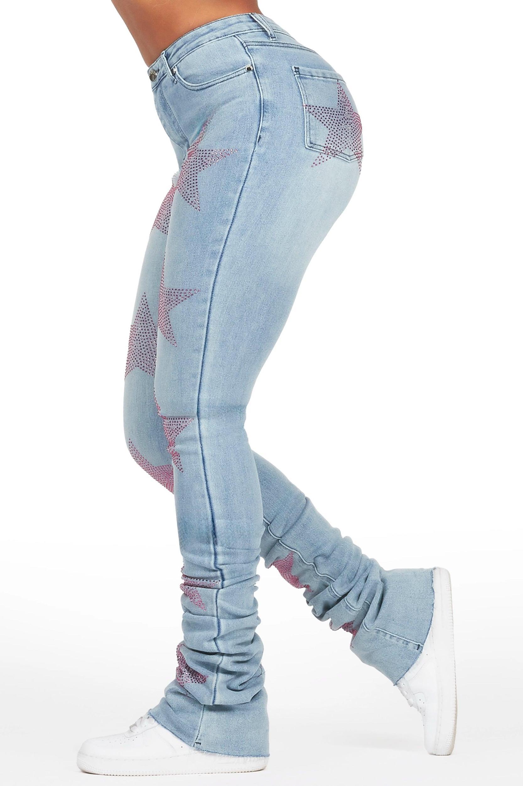 Stargirl Med. Wash Rhinestone Super Stacked Jean Female Product Image