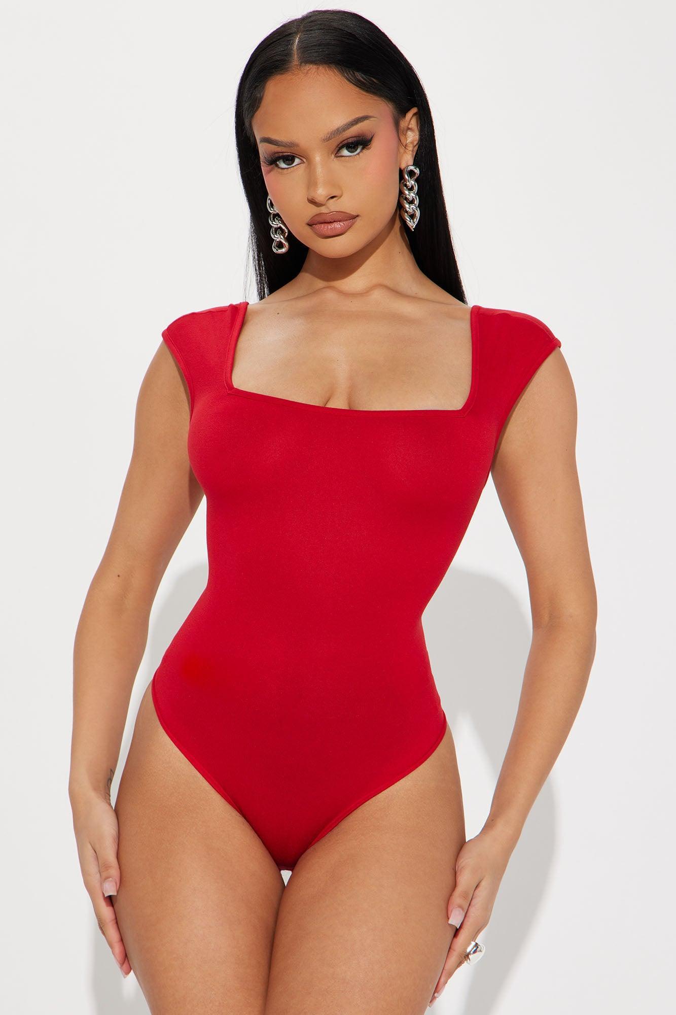 Sweet Talk Backless Bodysuit - Red Product Image