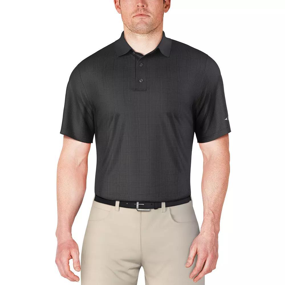 Men's Grand Slam Printed Plaid Polo Shirt, Size: Medium, Black Product Image