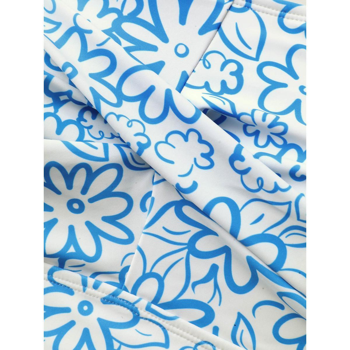 Plus Size Anti-Float Ties Twist Front Swim Dress Women's Swimwear Cerulean Beach Bodycon Heart neckline High stretch Curve Swim Dresses BloomChic 18-20/2X Product Image