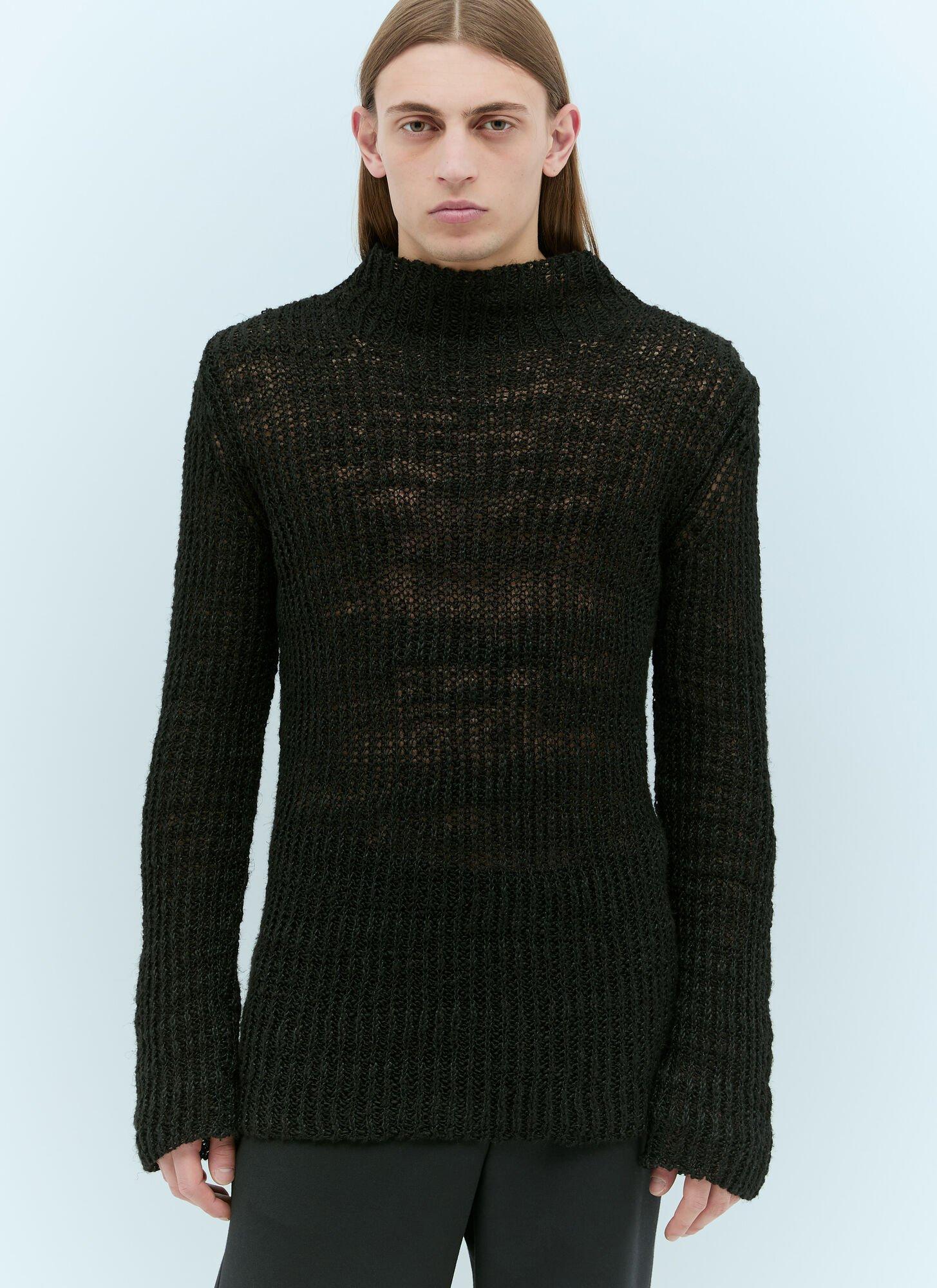 DRIES VAN NOTEN Men's Linen Loose Knit Sweater In Black Product Image