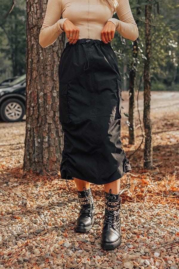 Cool Energy Cargo Midi Skirt in Black Product Image