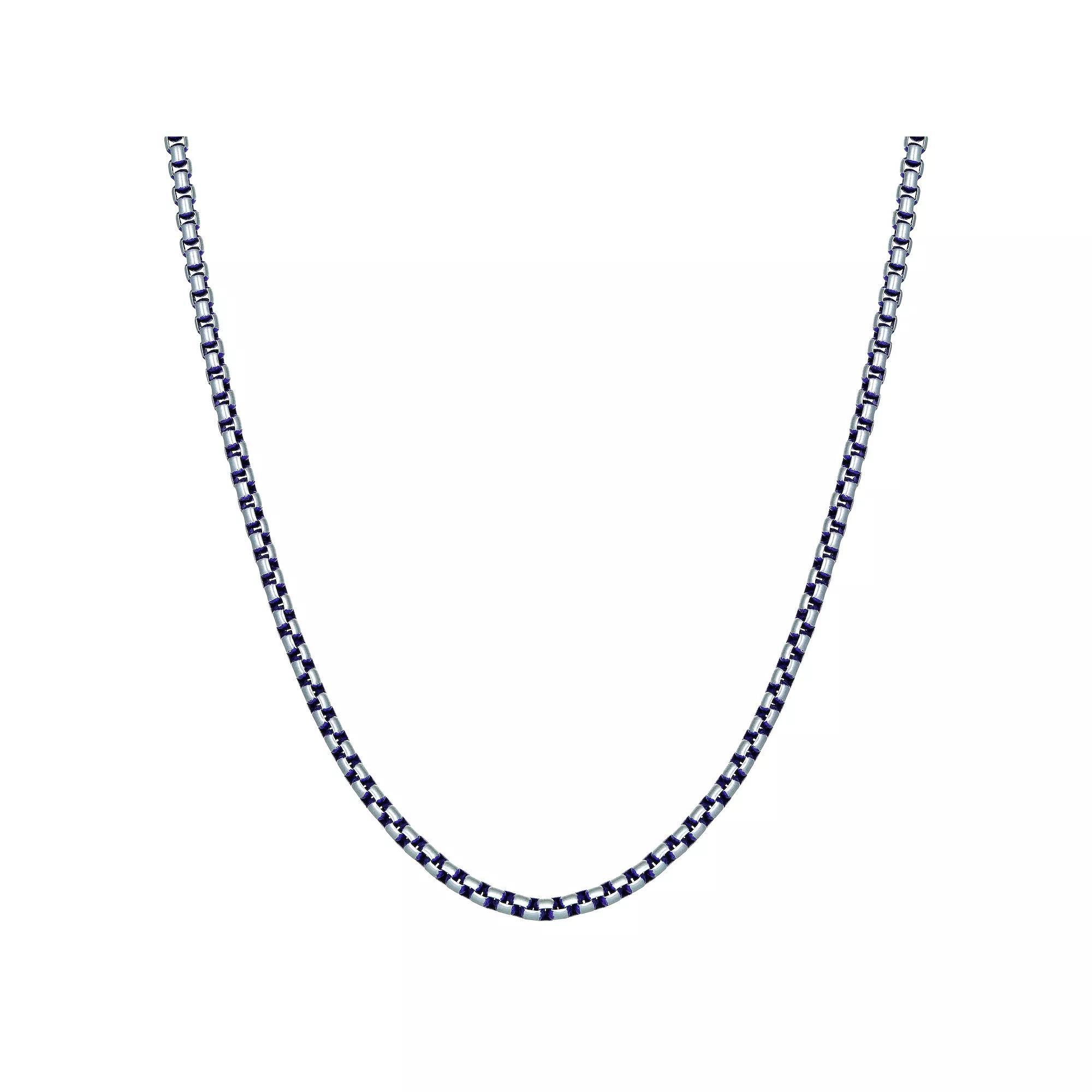 Men's LYNX Purple Stainless Steel Round Box Chain Necklace, Size: 18", Purple Tone Product Image