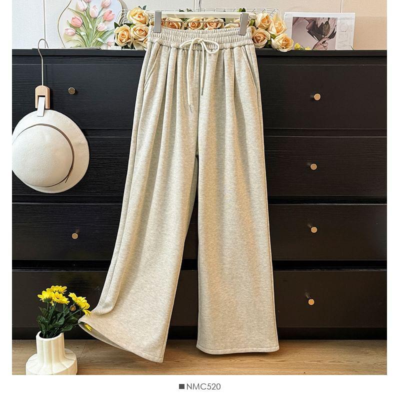 Fleece-Lined Wide-Leg Sweatpants Product Image