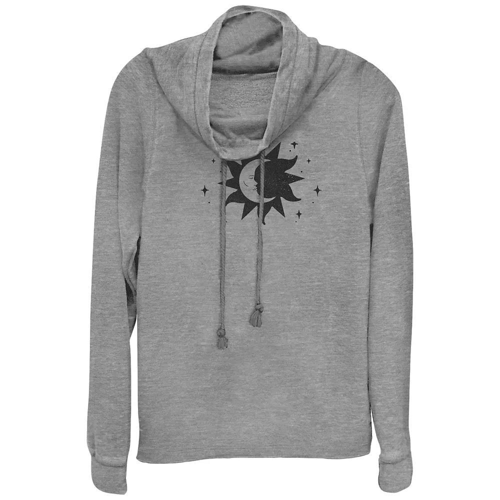 Women's Moon Sun And Stars Cowlneck Graphic Lightweight Long Sleeve, Girl's, Size: Small, Gray Grey Product Image