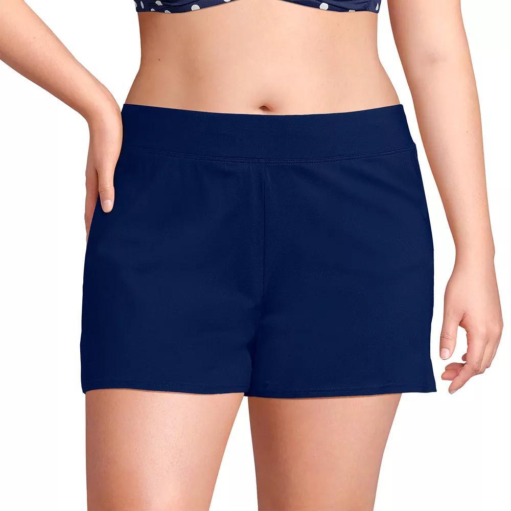 Plus Size Lands' End Chlorine-Resistant Smoothing Control Swim Shorts, Women's, Size: 18 W, Deep  Blue Product Image