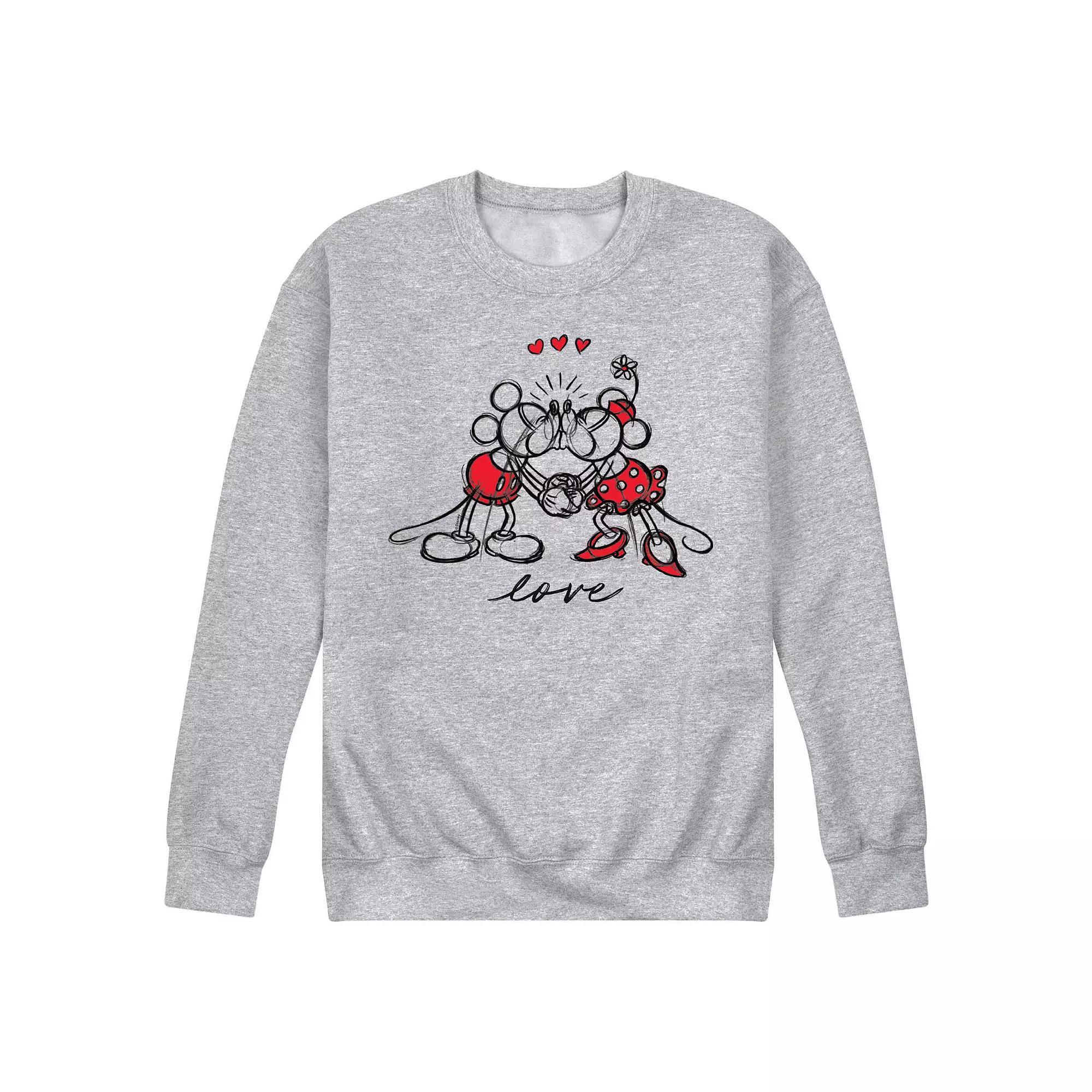 Disneys Mickey Minnie Sketch Mens Fleece Sweatshirt Product Image