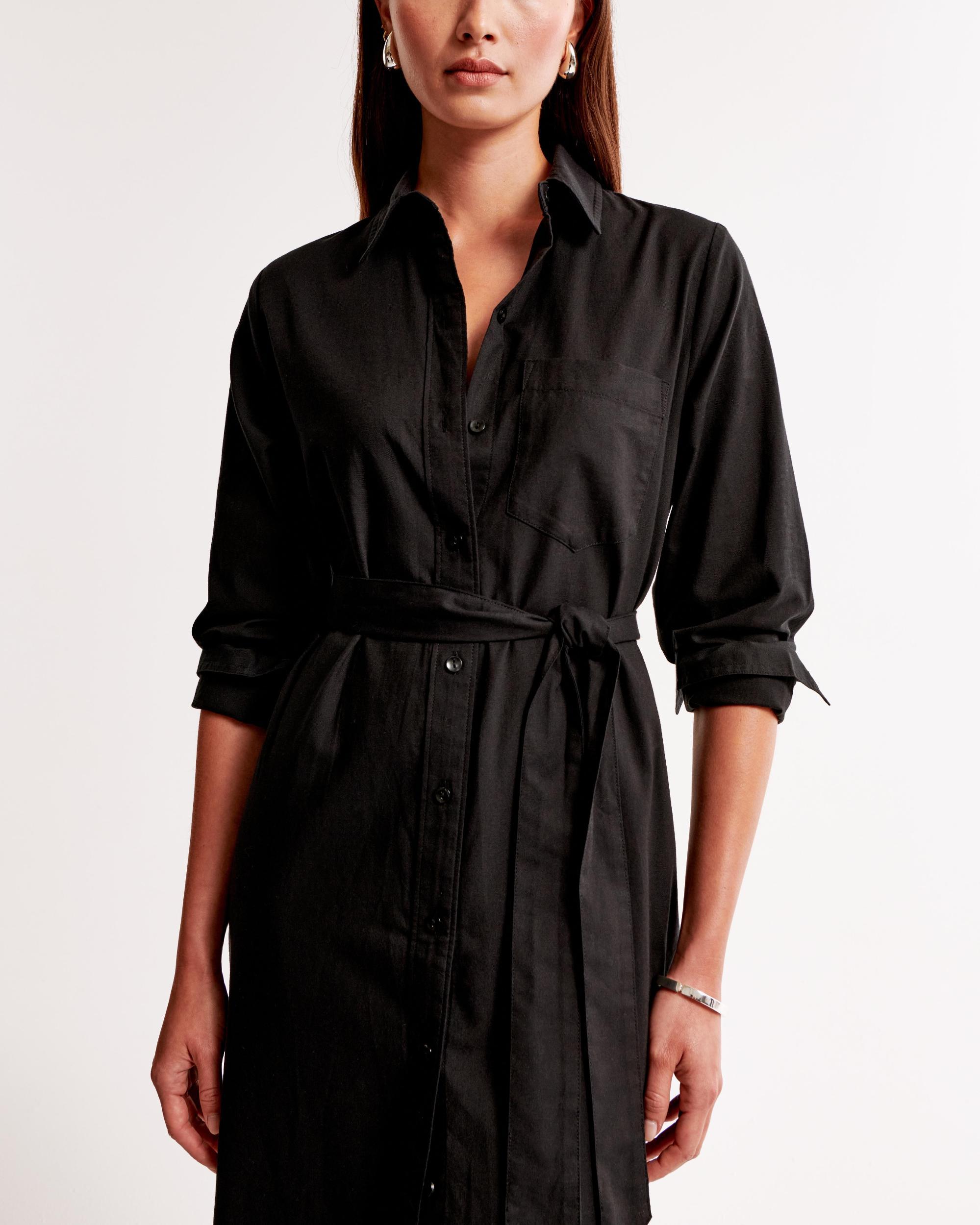 Long-Sleeve Belted Shirt Dress Product Image