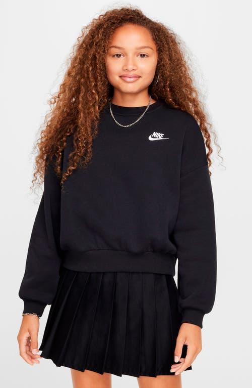 Nike Kids' Sportswear Club Fleece Crewneck Sweatshirt in Black/White at Nordstrom, Size Xs Product Image