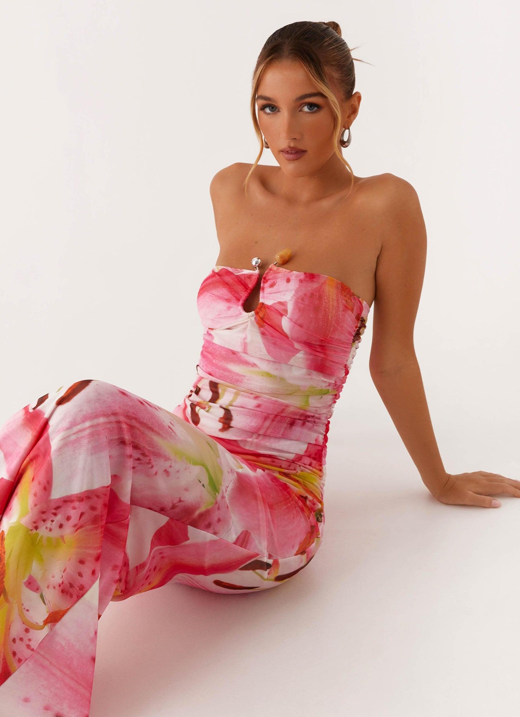 Rudy Maxi Dress - White Pink Lilly Product Image