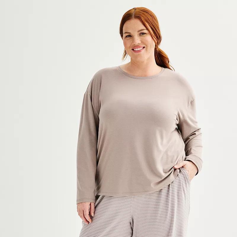 Plus Size Sonoma Goods For Life® Long Sleeve Sleep Top, Women's, Size: 3XL, Mineral Black Product Image