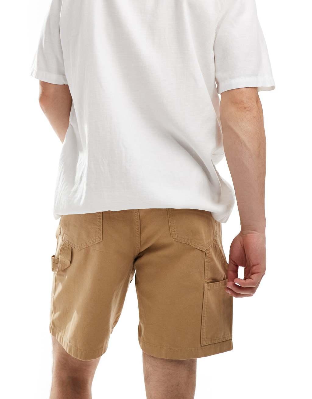 ASOS DESIGN carpenter shorts in tan Product Image