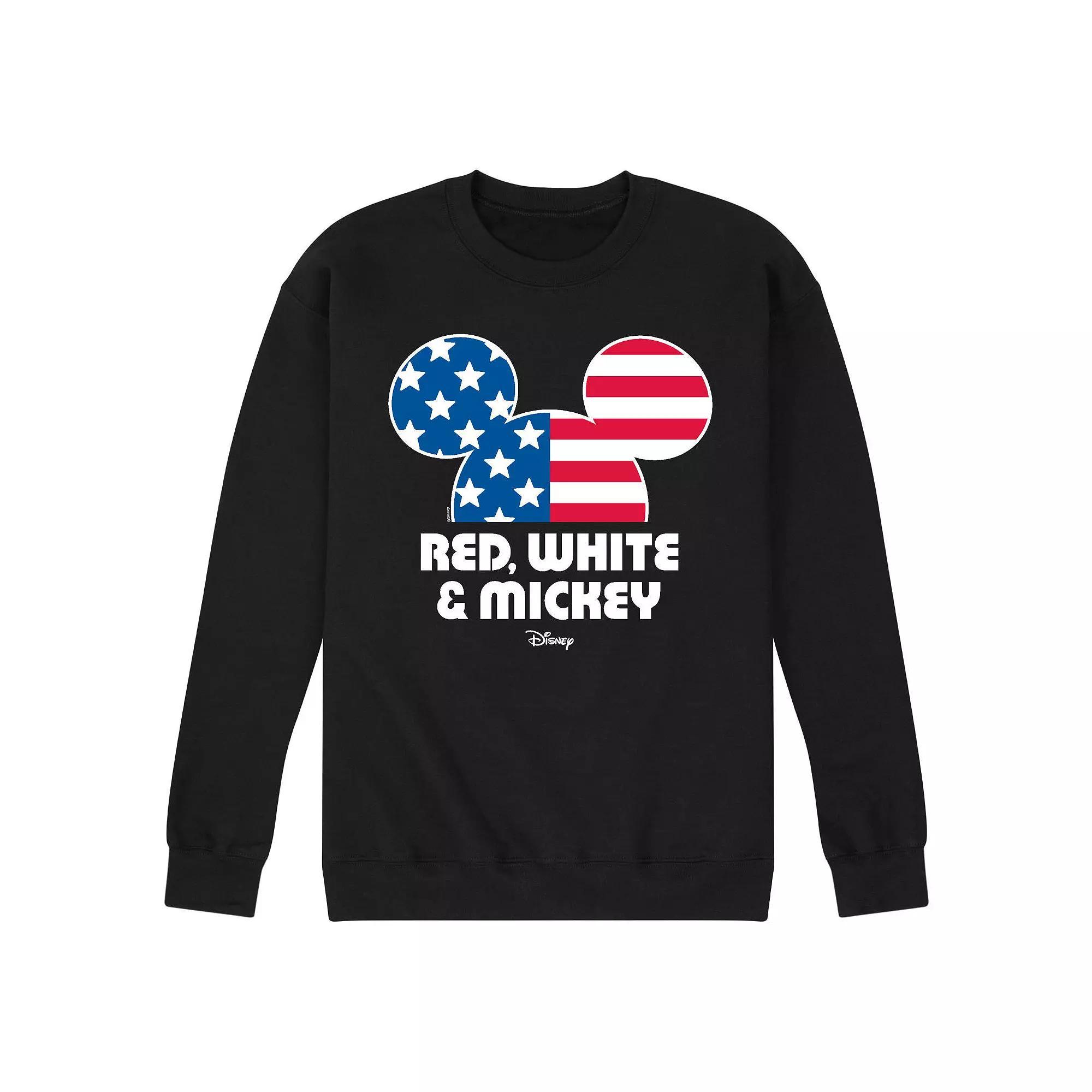 Disneys Mickey Mouse Mens Red White & Mickey Fleece Sweatshirt Product Image