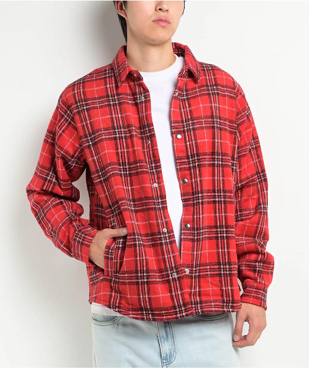 Pro Club Heavyweight Red Plaid Flannel Work Jacket Product Image