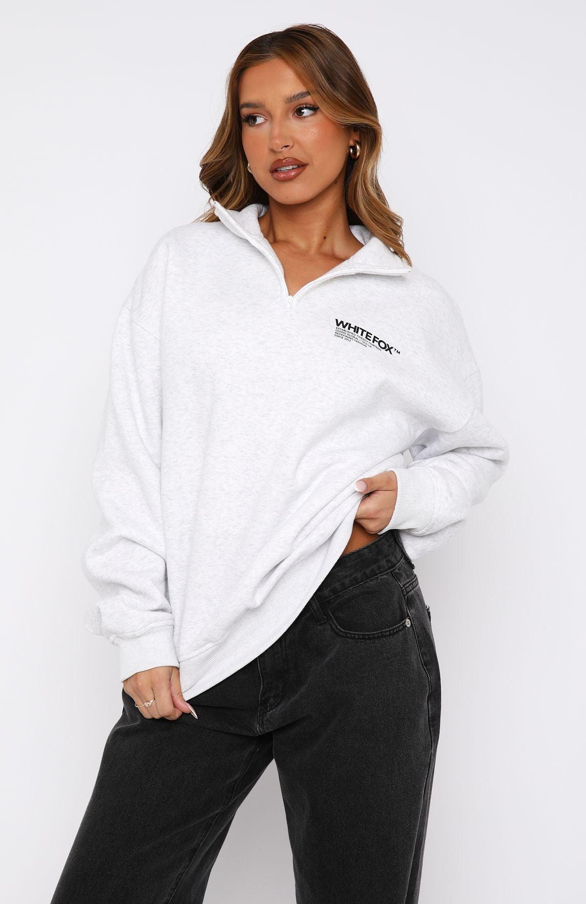 Like No One Else Zip Front Sweater Grey Marle Product Image