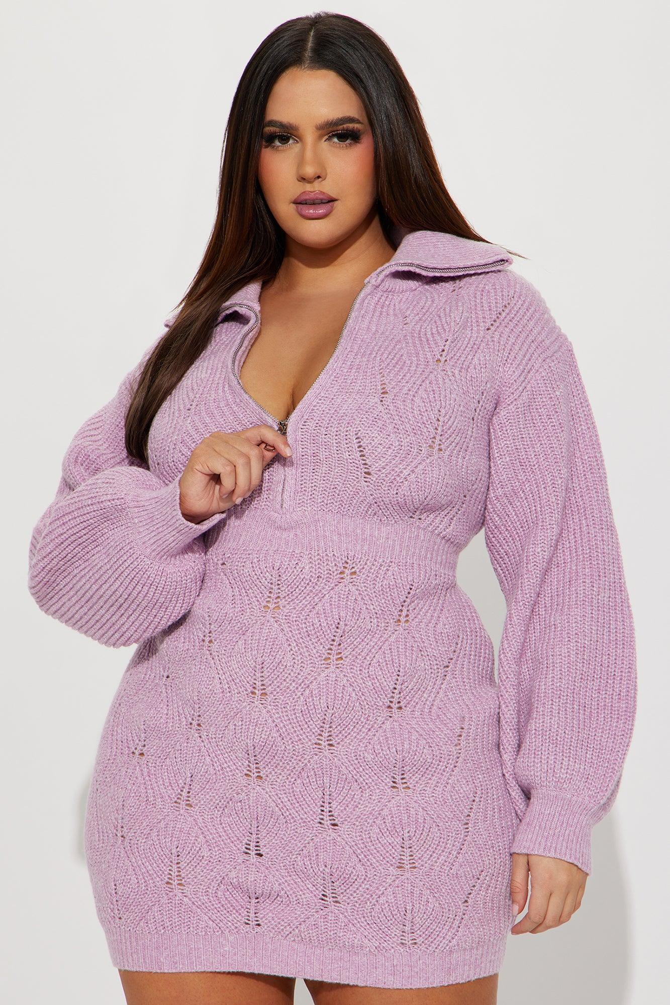Lyla Sweater Mini Dress - Lavender Product Image