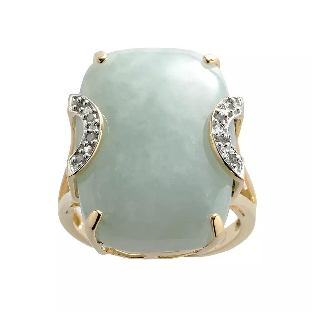 Dynasty Jade 18k Gold Over Silver Jade and Diamond Accent Ring, Women's, Size: 6, Green Product Image