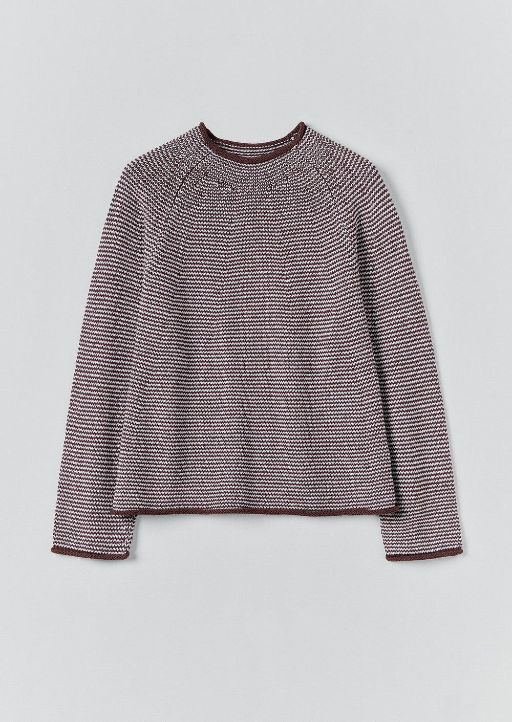Stripe Linen Cotton Sweater | Brown Ochre/Periwinkle Product Image