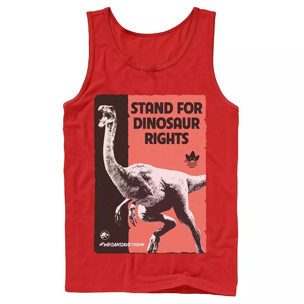 Men's Jurassic World Stand For Dinosaurs Poster Tank Top, Size: Small, Grey Product Image