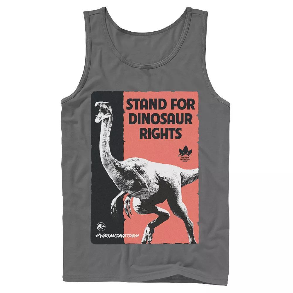 Men's Jurassic World Stand For Dinosaurs Poster Tank Top, Size: Small, Grey Product Image