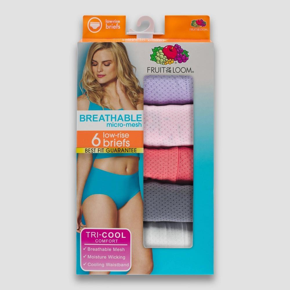 Fruit of the Loom Women's 6pk Breathable Micro-Mesh Low-Rise Briefs - Colors May Vary 6: Moisture Wicking Knit Mesh Product Image