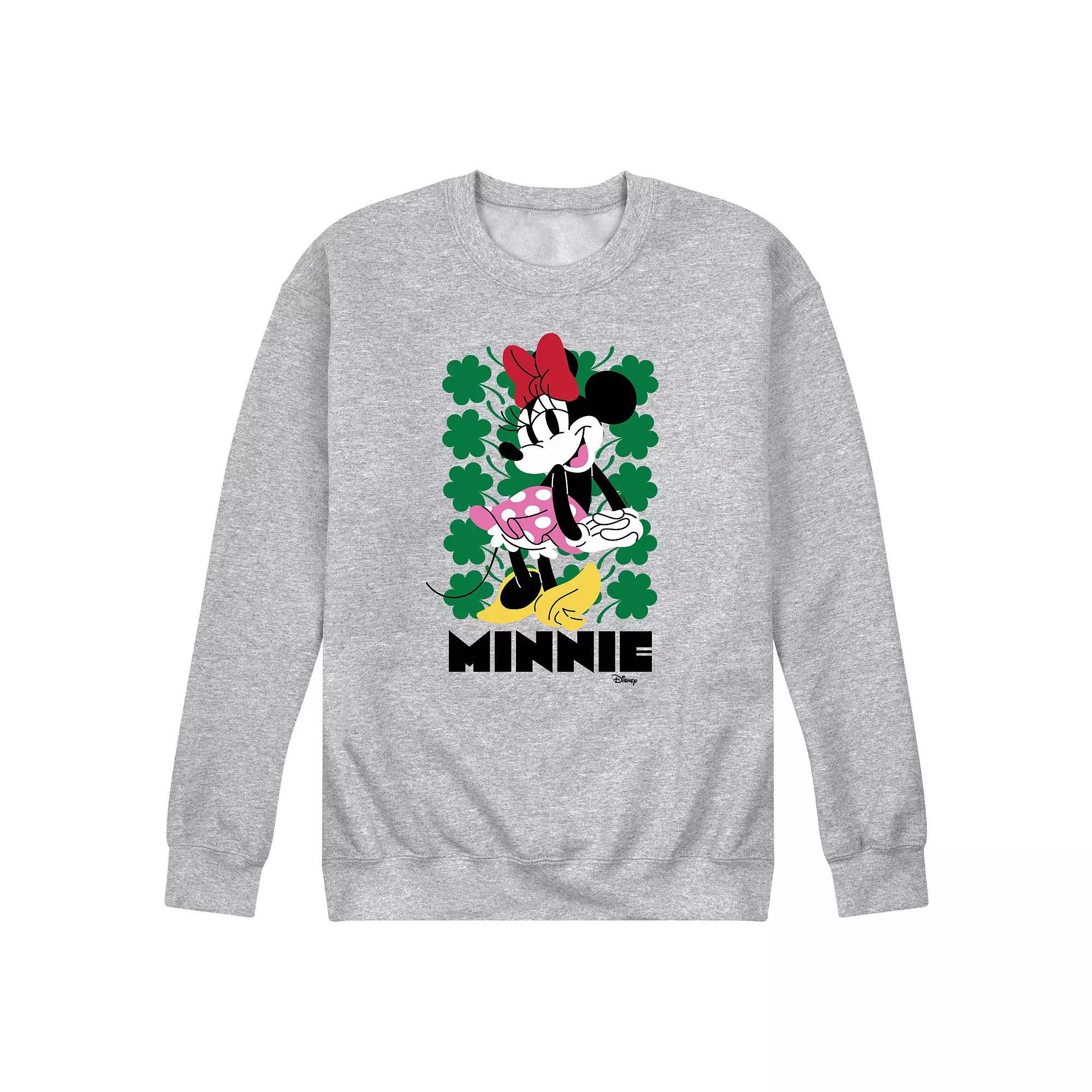 Disneys Minnie Mouse Mens Clover Fleece Sweatshirt Grey Gray Product Image