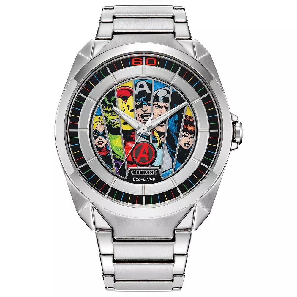 Citizen Mens Eco-Drive Marvel Avengers Stainless Steel Bracelet Watch & Pin Box Set - AW2080-64W Silver Product Image