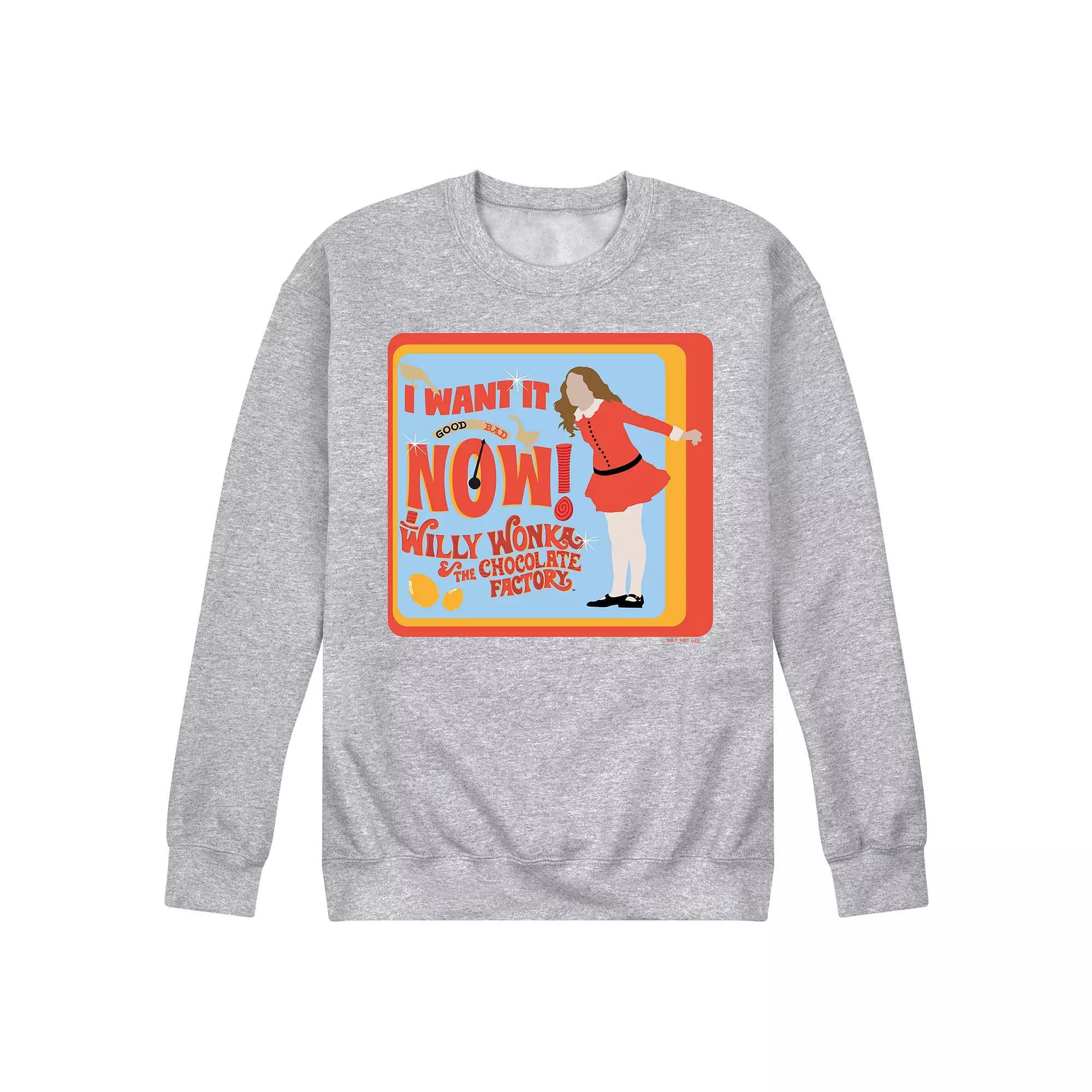 Mens Willy Wonka Veruca Salt Fleece Sweatshirt Grey Gray Product Image