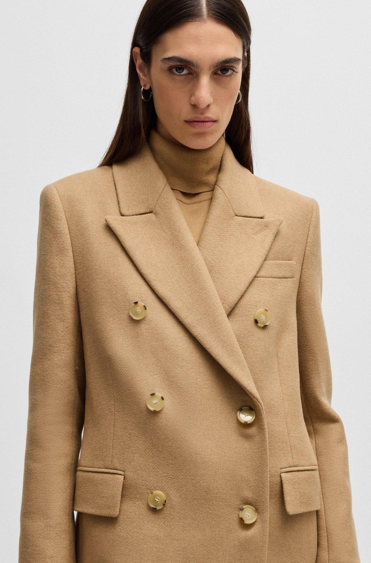 Long-length twill coat with double-breasted closure Product Image