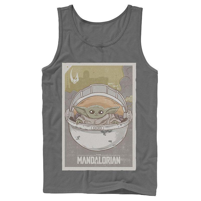 Men's Star Wars The Mandalorian The Child aka Baby Yoda Poster Tank Top, Size: Small, Grey Product Image