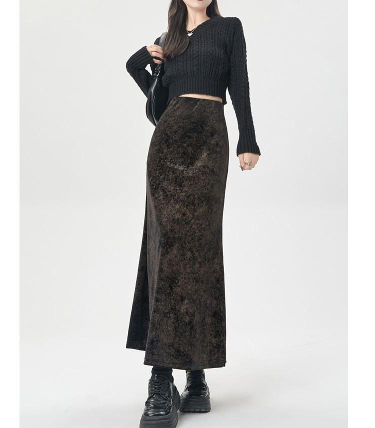 High Waist Floral Print Maxi A-Line Skirt Product Image