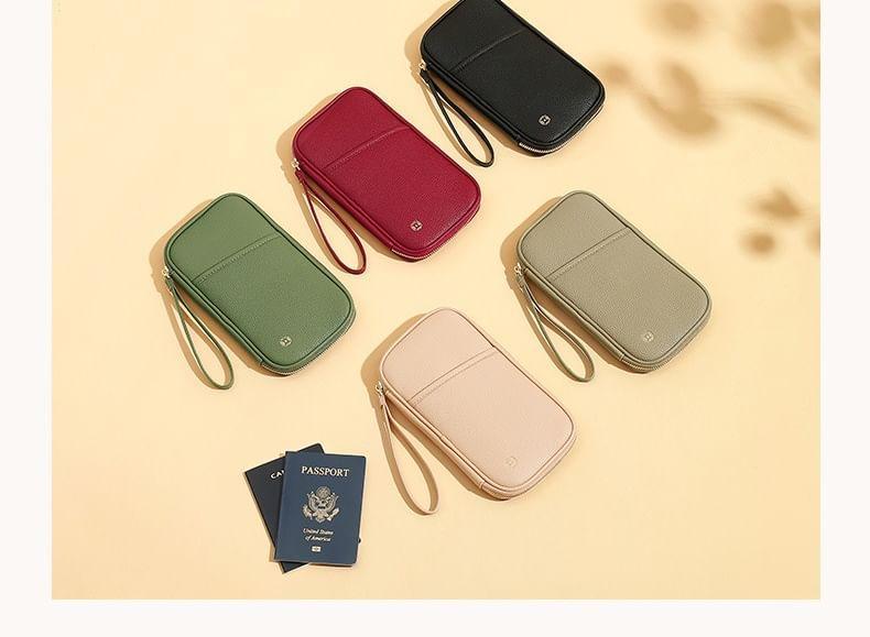 Plain Faux Leather Passport Case Product Image