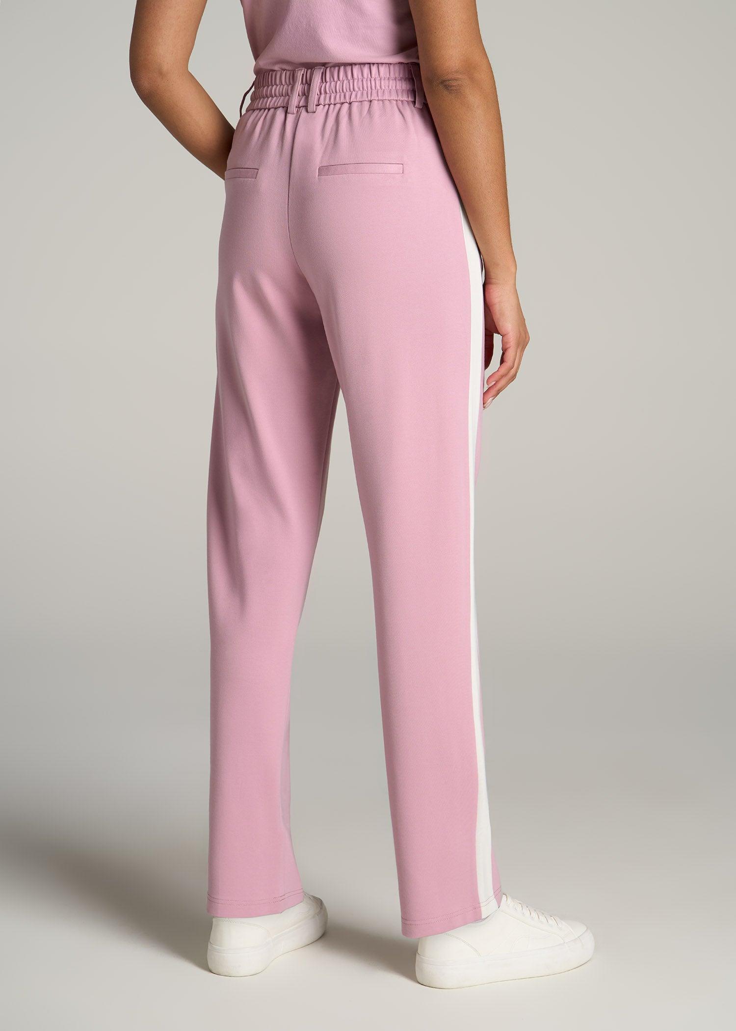 Pull On Tuxedo Stripe Pants for Tall Women in True Navy and Radiant Red Product Image