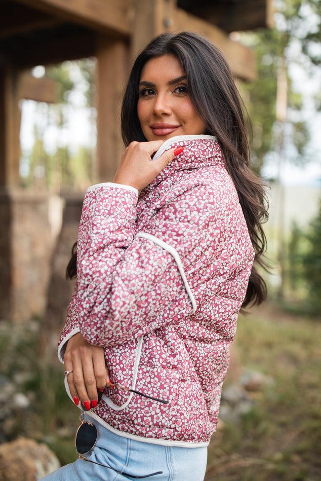 Set Me Free Berry Floral Quilted Jacket FINAL SALE Product Image