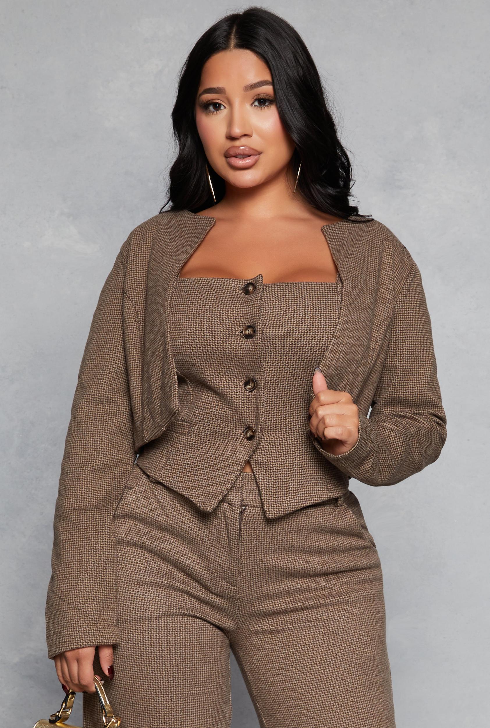 Womens Iris Houndstooth Cropped Blazer Product Image