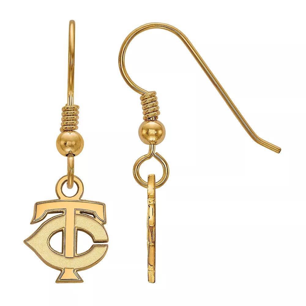 LogoArt Sterling Silver Minnesota Twins Extra-Small Dangle Earrings, Women's, Size: 30MM, Gold Tone Product Image