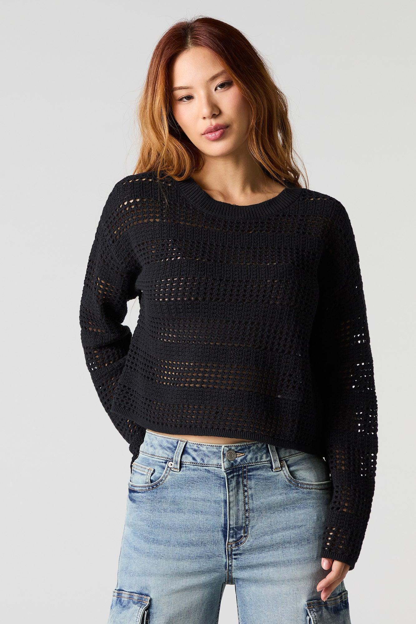 Open Knit Crewneck Sweater Female Product Image