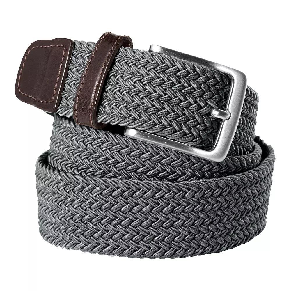 Men's Lands' End Elastic Braid Leather Trim Belt, Size: XXL, Green Clay Stripe Product Image