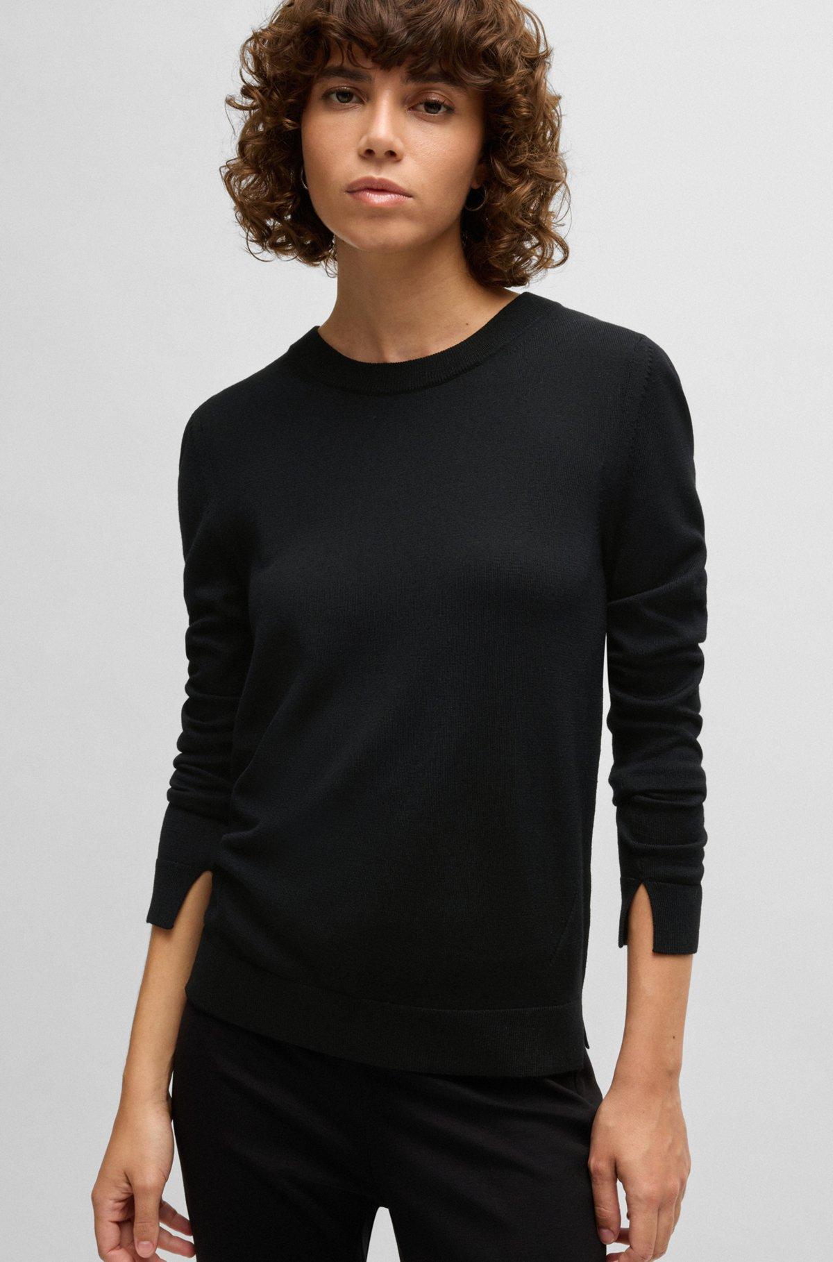 BOSS - Crew-neck sweater in merino wool - Black Product Image