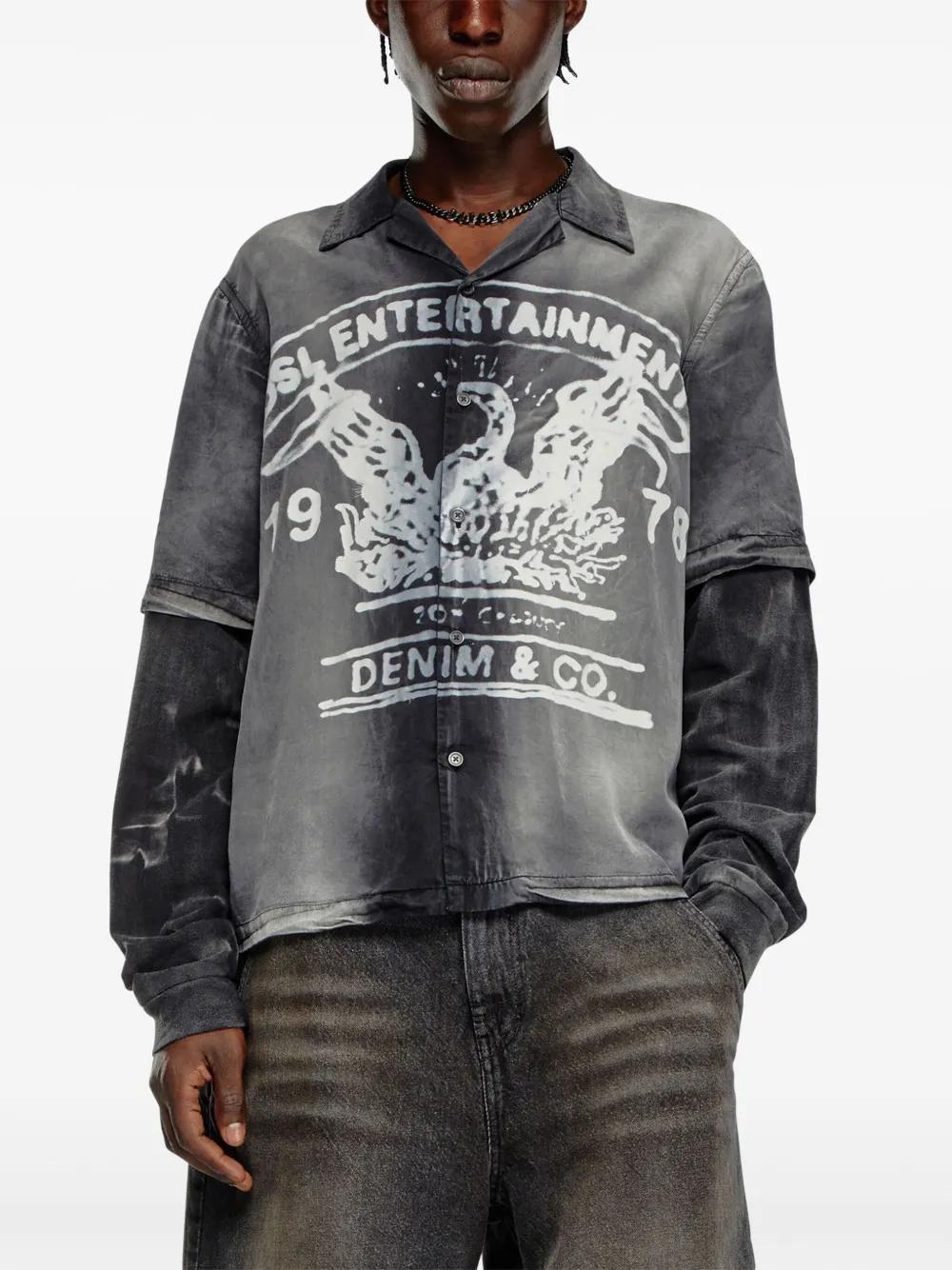 layered logo-print Lyocell shirt Product Image