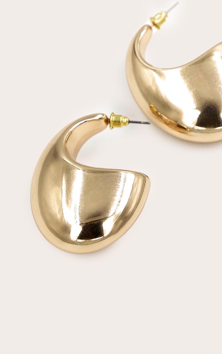 Gold Smooth Flat Chunky Hoop Earrings Product Image