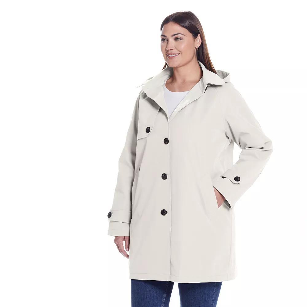 Plus Size Weathercast Lightweight Button Front Hooded Topper Jacket, Women's, Size: 1XL, White Product Image