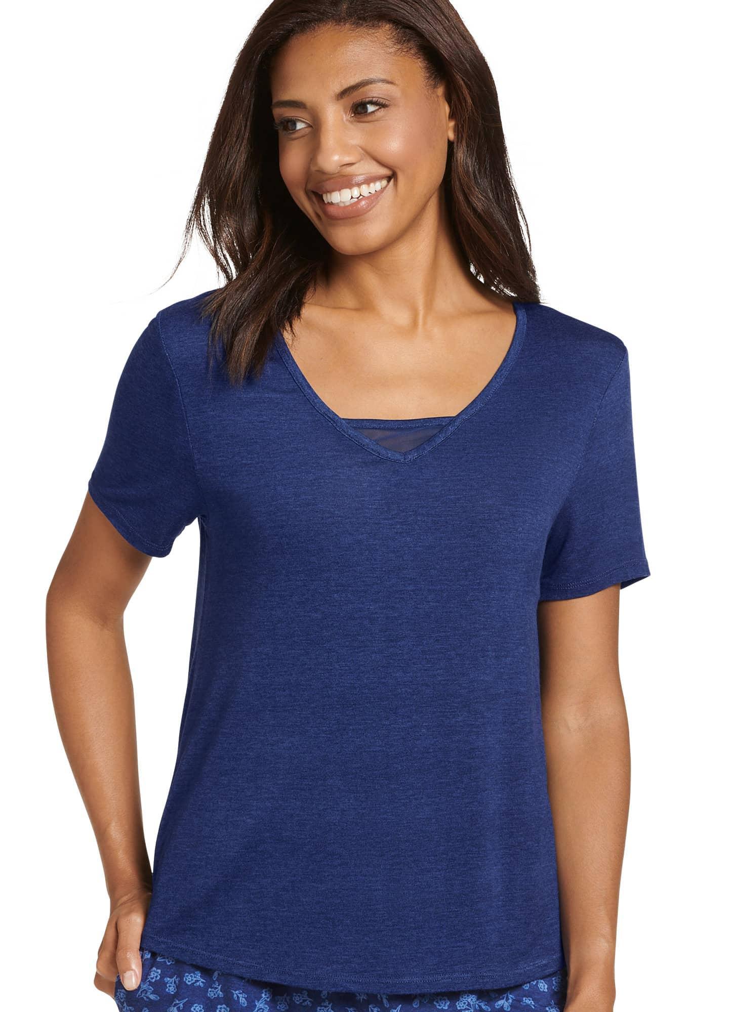 Womens Jockey Cool & Comfy Pajama Tee Teal Grey Product Image