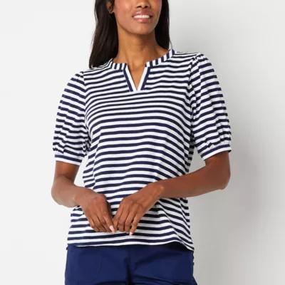 St. John's Bay Womens Split Crew Neck Short Sleeve T-Shirt Product Image